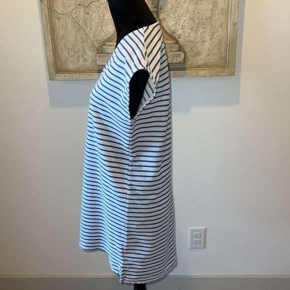 Madewell horizontal blue ivory stripes v neck relaxed dress Sz M - Picture 4 of 11